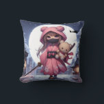 Cute ninja warrior girl & teddy cushion<br><div class="desc">.</div>
