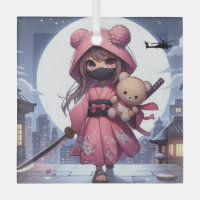 Cute ninja warrior girl & teddy