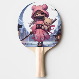 Cute ninja warrior girl & teddy ping pong paddle