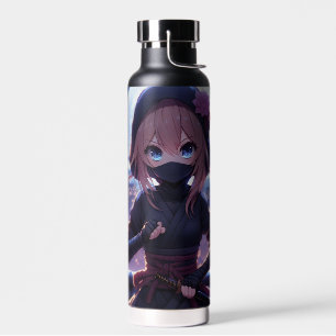 Cute ninja warrior girl water bottle