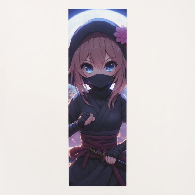 Cute ninja warrior girl  yoga mat (Front)