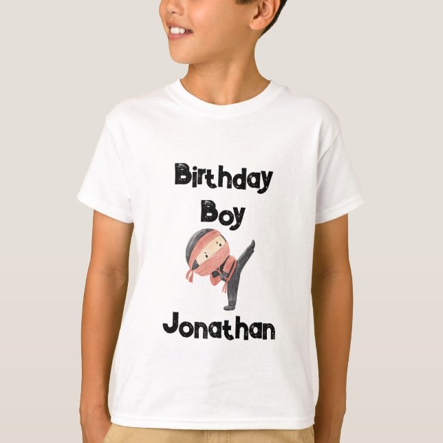 Cute Ninja Warrior Kids Birthday Boy T-Shirt (Front)