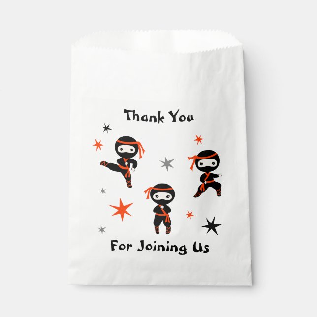 Cute Ninja Warrior Kids Birthday  Favour Bags (Front)