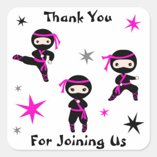 Cute Ninja Warrior Kids Birthday Party Favour Favo Square Sticker