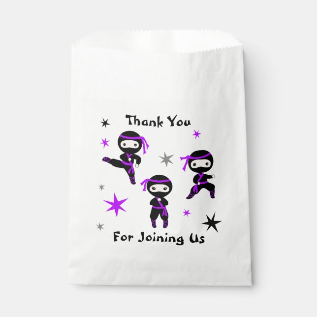 Cute Ninja Warrior Kids Birthday Party Favour Favour Bags (Front)