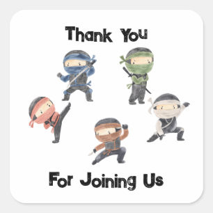 Cute Ninja Warrior Kids Birthday Party Favour  Square Sticker