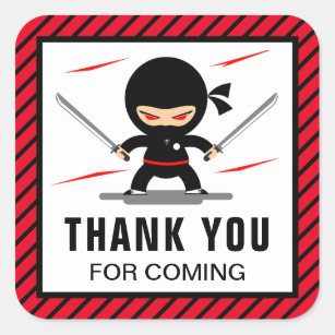 Cute Ninja Warrior Kids Birthday Party Favour Square Sticker