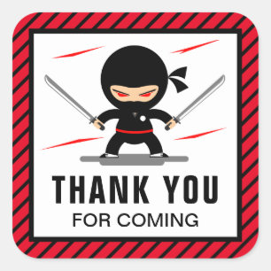 Cute Ninja Warrior Kids Birthday Party Favour Square Sticker