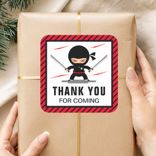Cute Ninja Warrior Kids Birthday Party Favour Square Sticker