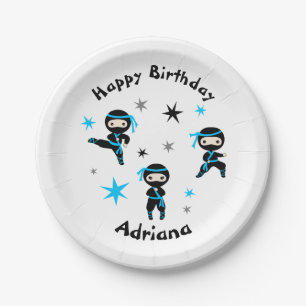Cute Ninja Warrior Kids Birthday Party Paper Plate