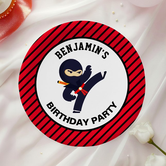 Cute Ninja Warrior Kids Birthday Party Paper Plate (Creator Uploaded)