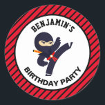 Cute Ninja Warrior Kids Birthday Party Sticker<br><div class="desc">Cute favour stickers for a ninja theme party. Customise it with your child's name.</div>