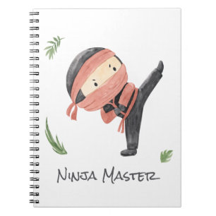 Cute Ninja Warrior - Kids Custom Name Notebook
