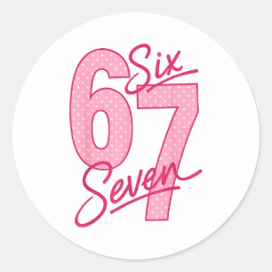 Cute Nk 67 Valentine Six Seven Funny Meme Women Gi Classic Round Sticker