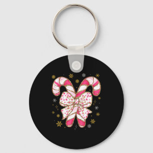 Cute Nk Coquette Bow Candy Cane Christmas Girls Wo Key Ring
