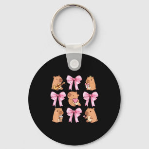 Cute Nk Coquette Bow Kawaii Capybara Lover Key Ring