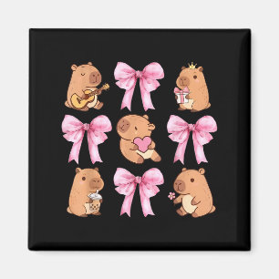 Cute Nk Coquette Bow Kawaii Capybara Lover Magnet