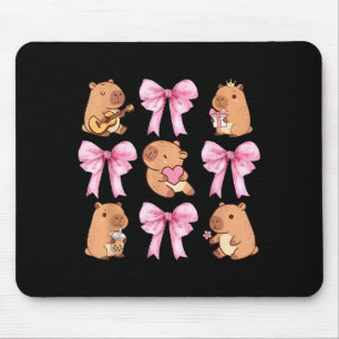 Cute Nk Coquette Bow Kawaii Capybara Lover Mouse Mat