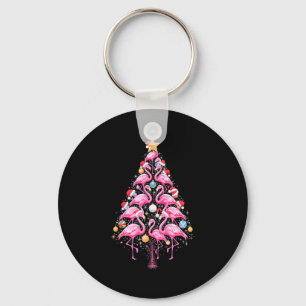 Cute Nk Flamingo Christmas Tree Santa Hat Trocal P Key Ring