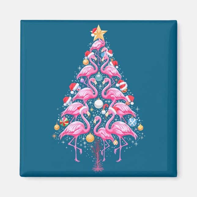 Cute Nk Flamingo Christmas Tree Santa Hat Trocal P Magnet (Front)