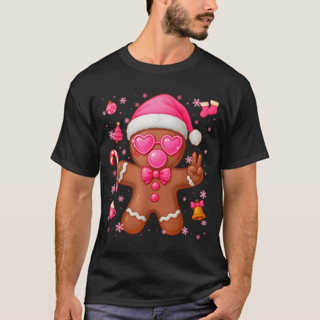 Cute Nk Gingerbread Bubble Gum Christmas Xmas Girl T-Shirt (Front)