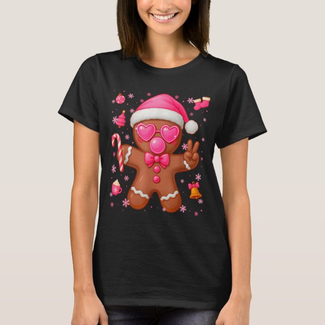 Cute Nk Gingerbread Bubble Gum Christmas Xmas Girl T-Shirt (Front)