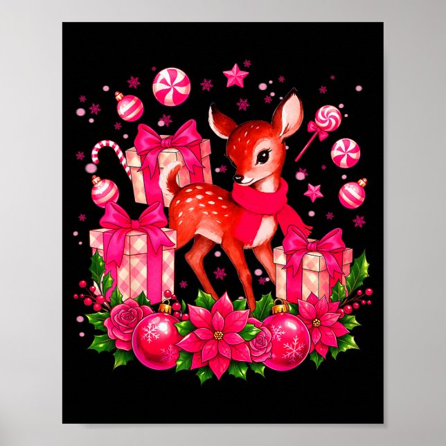 Cute Nk Reindeer Snowflake Pajamas Pjs Christmas X Poster (Front)