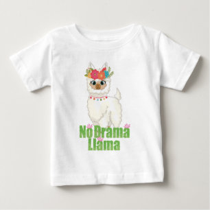 Cute No Drama Llama With Floral Crown Baby T-Shirt