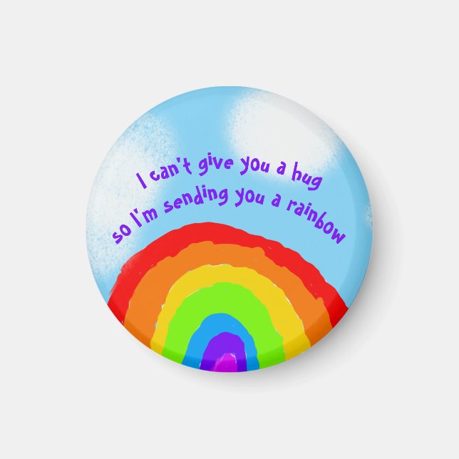 Cute No Hugs Sending You A Rainbow Magnet (Front)
