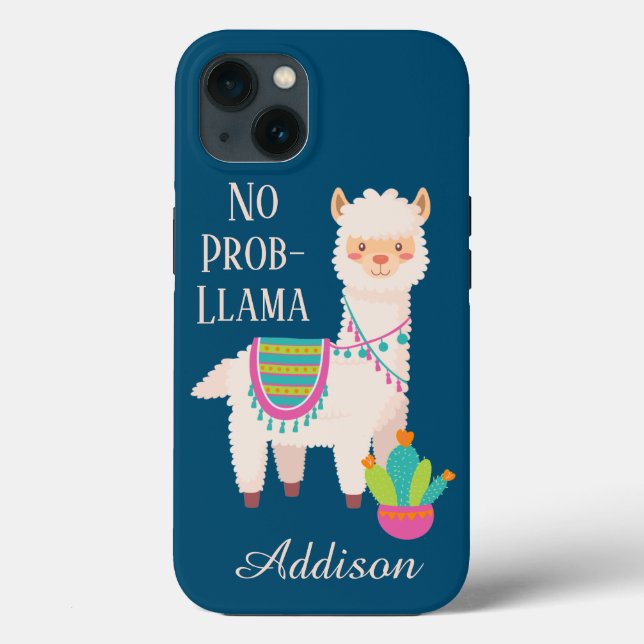 Cute No ProbLlama Custom Name Case-Mate iPhone Case (Back)