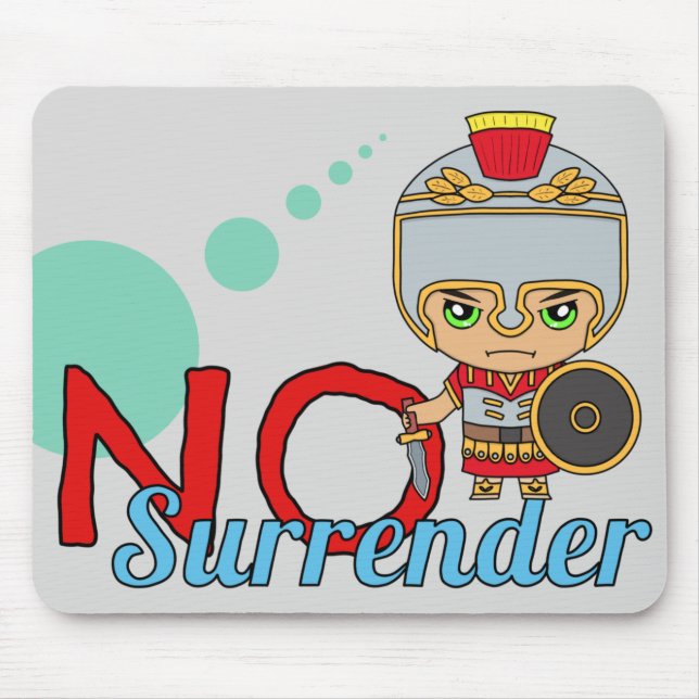 Cute "No Surrender" Ares God of War Mouse Mat (Front)