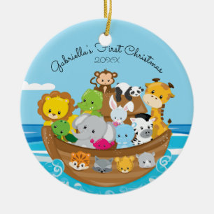 Cute Noah's Ark Baby's 1st Christmas Ornament