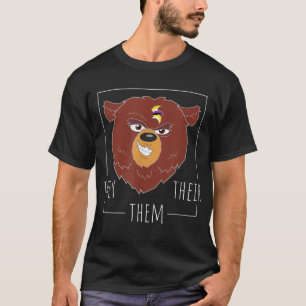 Cute Non Binary Bear They Them Their Agender Gende T-Shirt