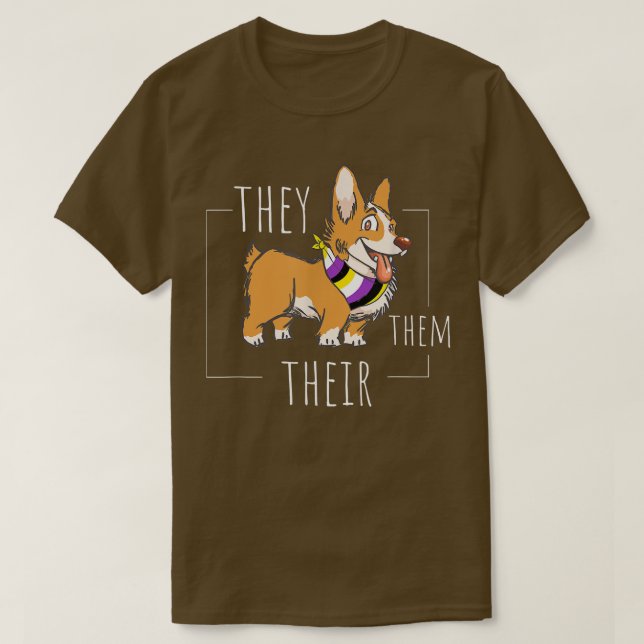 Cute Non Binary Corgi They Them Their Agender Gend T-Shirt (Design Front)