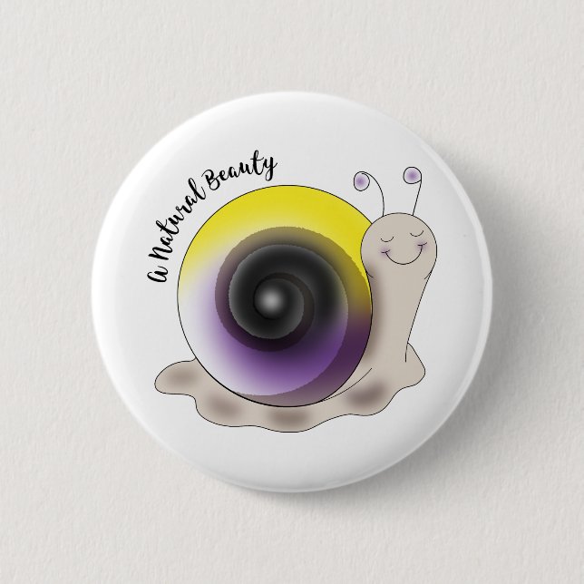 Cute Non Binary Pride Snail Button (Front)