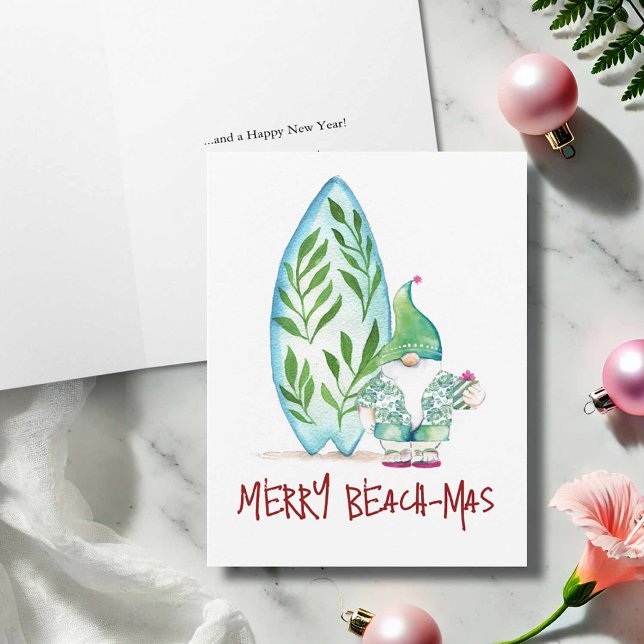 Cute Non Photo Tropical Beach Christmas Cards (Non photo Christmas cards designed with hand painted watercolor art by Victoria Grigaliunas)