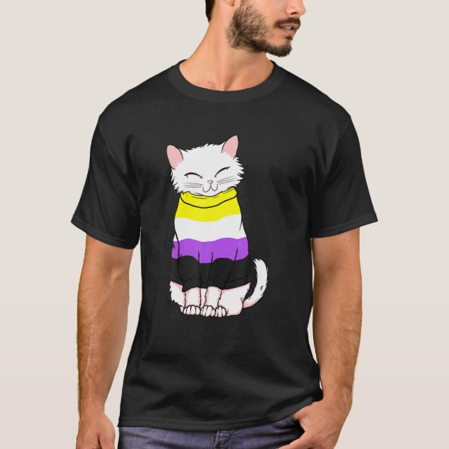 Cute Nonbinary Cat Pride T-Shirt (Front)