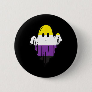 Cute Nonbinary Ghost Spooky Halloween Funny LGBTQ 6 Cm Round Badge