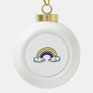 Cute Nonbinary Rainbow Ceramic Ball Christmas Ornament