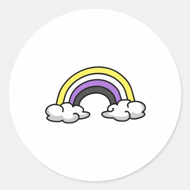 Cute Nonbinary Rainbow Classic Round Sticker (Front)
