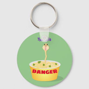 Cute noodles snake cartoon illustration humor key ring