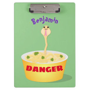 Cute noodles snake cartoon illustration humour clipboard
