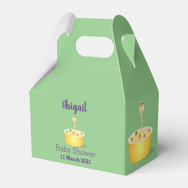 Cute noodles snake cartoon illustration humour favour box (Front Side)