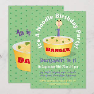 Cute noodles snake cartoon illustration humour invitation