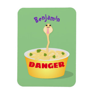 Cute noodles snake cartoon illustration humour magnet