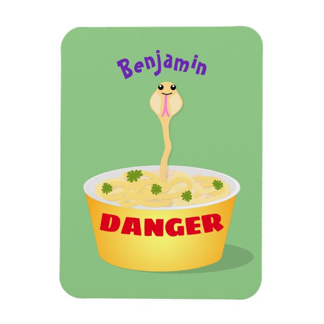 Cute noodles snake cartoon illustration humour magnet (Vertical)