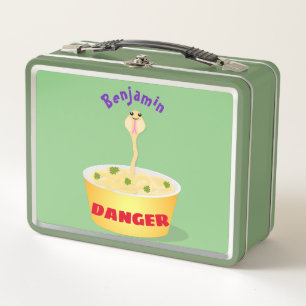 Cute noodles snake cartoon illustration humour metal lunch box