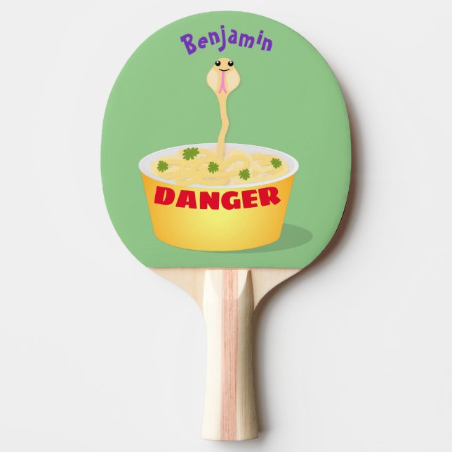 Cute noodles snake cartoon illustration humour  ping pong paddle (Front)