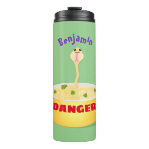 Cute noodles snake cartoon illustration humour thermal tumbler