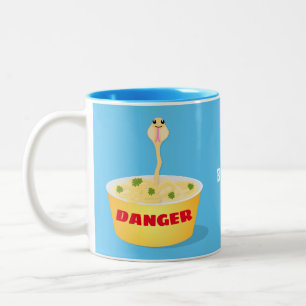 Cute noodles snake cartoon illustration humour Two-Tone coffee mug